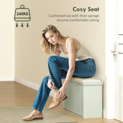 Green Shoe Storage Bench with Cushion Seat Holds Ten Pairs by HOMCOM