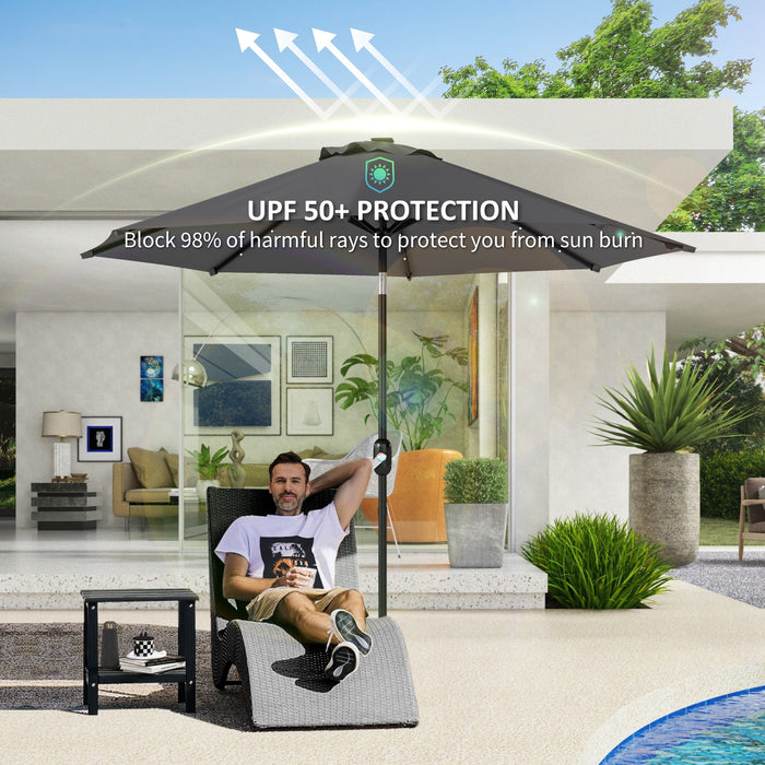 Grey 3m Replacement Parasol Canopy UPF 50 Plus with Top Vent Fits 8 Rib Frames by Outsunny