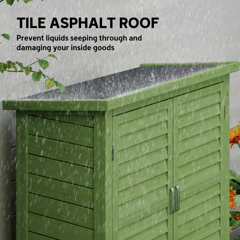 Wooden Garden Storage Shed With Double Doors Ideal For Tools And Equipment Green Outsunny
