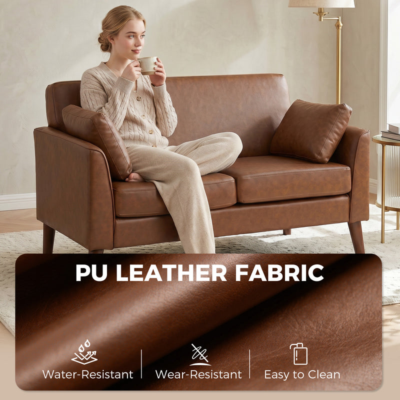 2 Seater Compact Sofa for Small Living Rooms with Supportive Cushions Easy Clean