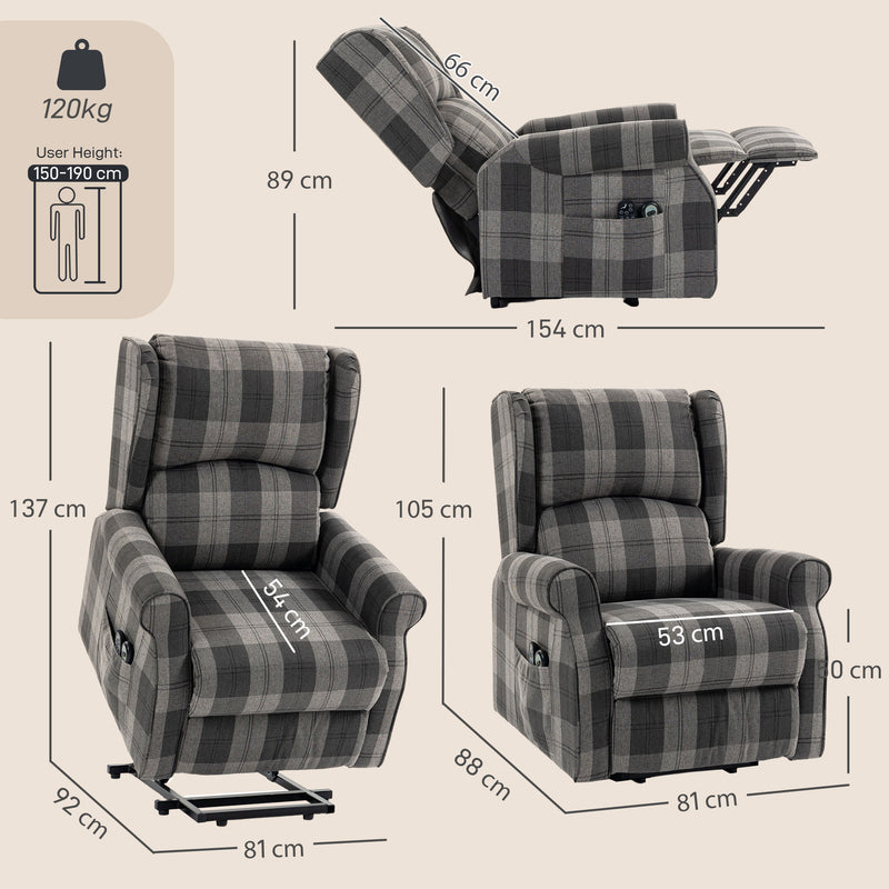 Electric Riser Recliner Chair With Massage and Power Lift for Easy Standing Grey