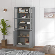 Grey Double Storage Display Cabinet with Shelves by HOMCOM