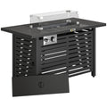 Outdoor Propane Fire Pit Table With Adjustable Heat and Tabletop for Garden or Patio 50,000 BTU - Black Outsunny