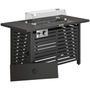 Outdoor Propane Fire Pit Table With Adjustable Heat and Tabletop for Garden or Patio 50,000 BTU - Black Outsunny