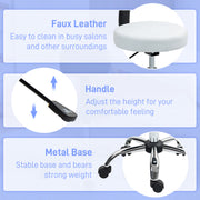 White 360 Degree Swivel Salon Stool with Adjustable Height by HOMCOM