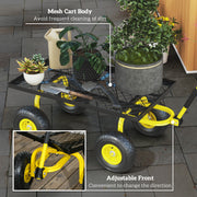 Heavy Duty Garden Trolley Cart with Metal Frame and Pneumatic Wheels Yellow by Outsunny