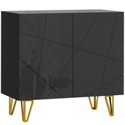 Modern High Gloss Sideboard With Hairpin Legs For Stylish Living Rooms, Black