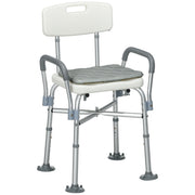 Height Adjustable Shower Chair with Padded Seat and Armrests for Elderly and Disabled, White