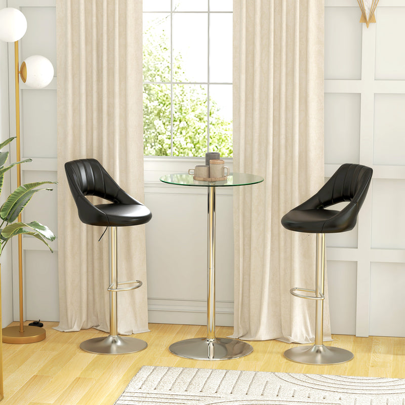 Round Glass Bar Table for 2 with Steel Base Ideal for Home Kitchen or Bistro Use Clear