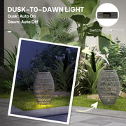 Grey Rattan Solar Garden Lantern IP44 Waterproof Auto On Off Light by Outsunny