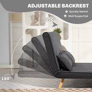 Two Seater Linen Look Sofa Bed Converts to Guest Bed Ideal for Small Spaces Charcoal Grey