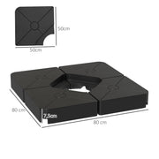 Set of 4 Heavy Duty Cantilever Parasol Base Weights 64kg Sand or 55kg Water Black by Outsunny