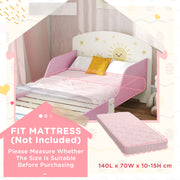 Toddler Bed with Storage and Guardrails Fits 140 x 70cm Mattress For Ages 3 to 8 Pink