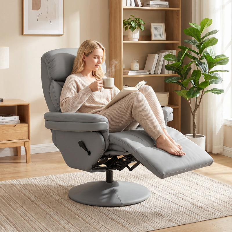 Recliner Chair with Swivel Base and Easy Clean Waterproof Upholstery for Living Room