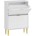Slim Shoe Storage Cabinet with 2 Flip Drawers for Hallway Organising, White