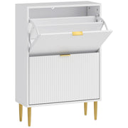 Slim Shoe Storage Cabinet with 2 Flip Drawers for Hallway Organising, White