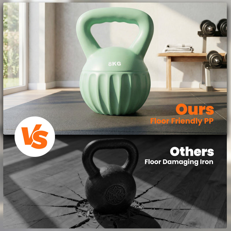 Kettlebell for Safe Home Strength Training with Stable Base and Anti Slip Grip 8 kg Green
