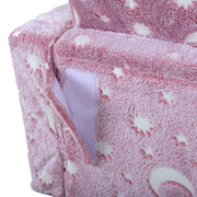 2 in 1 Kids Folding Bed Chair with Washable Cushion Glow in the Dark Design, Pink