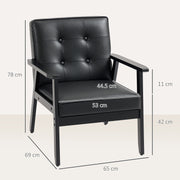 Black Retro Style Accent Chair with Faux Leather Seat Ideal for Living Room or Office