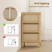 Slim Chest of Drawers for Small Bedroom Storage with Bamboo Frame and Fabric Drawers Natural AOSOM