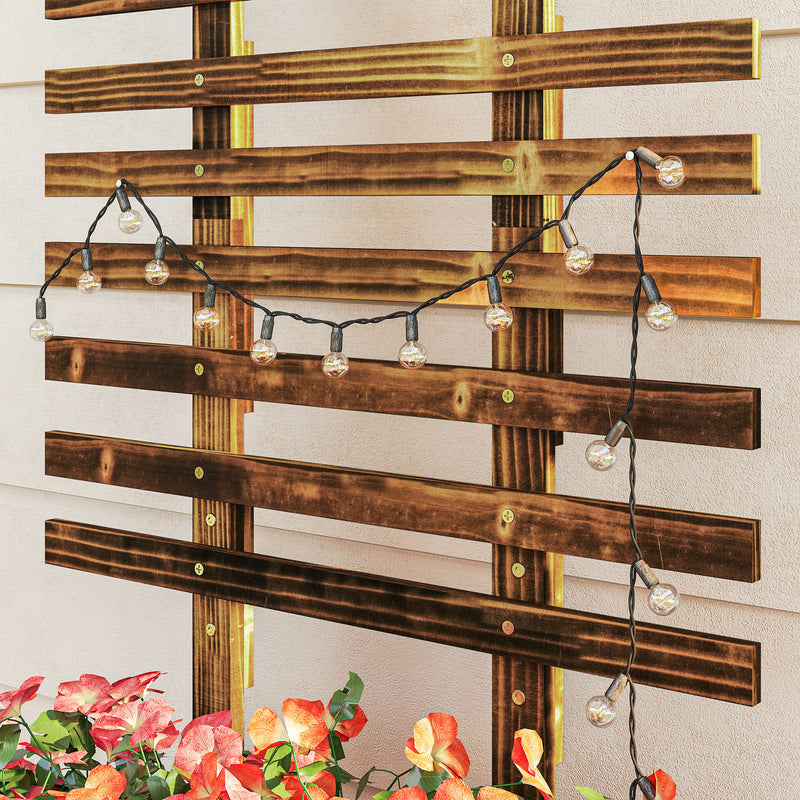 Wooden Raised Garden Bed With Trellis and Wheels for Outdoor Planting Greenhouse Brown Outsunny