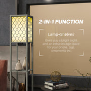 Floor Lamp with Shelves Dual Light Modern Tall Standing Lamp with Pull Chain Light, Grey by HOMCOM