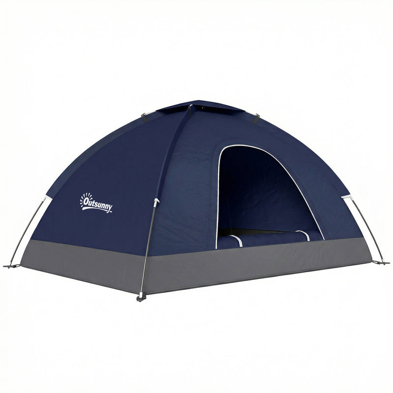 2 Person Camping Tent with Mesh Windows for Ventilation and Bug Protection Navy Blue
