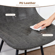 Set of 2 Faux Leather Swivel Bar Stools with Adjustable Height for Kitchen Island Grey