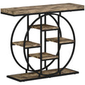 Industrial Console Table with Open Storage Shelves for Hallway or Living Room Rustic Brown AOSOM
