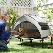 Portable Elevated Dog Bed with Canopy Large Cooling Pet Cot for Outdoors 106 x 76 x 94 cm