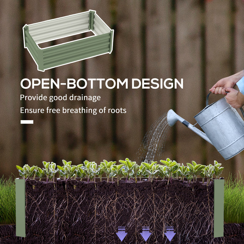 Set of Two Green Galvanised Steel Garden Planters 60 x 100cm by Outsunny