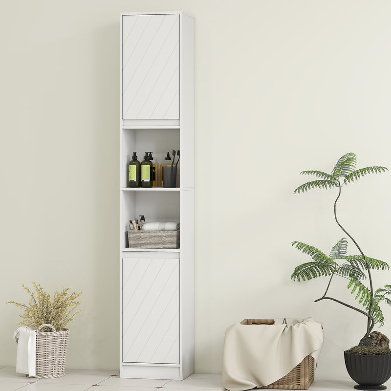 Slim Freestanding Bathroom Storage Cabinet With Adjustable Shelves For Small Spaces, White