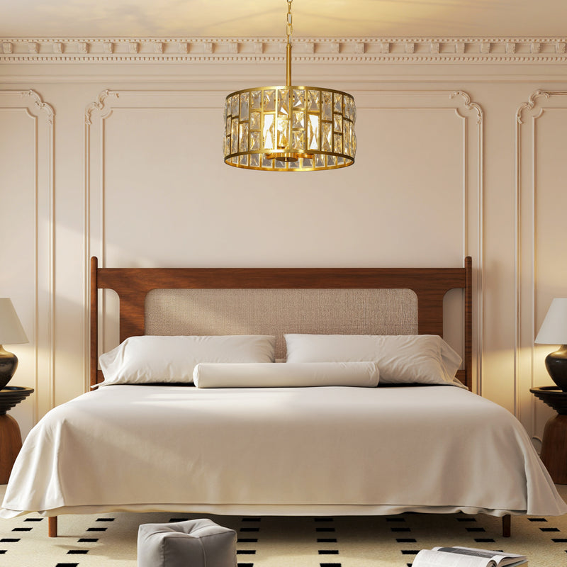 72 Drop Crystal Glass Chandelier Ceiling Light for Dining Room or Hallway, Gold-Tone