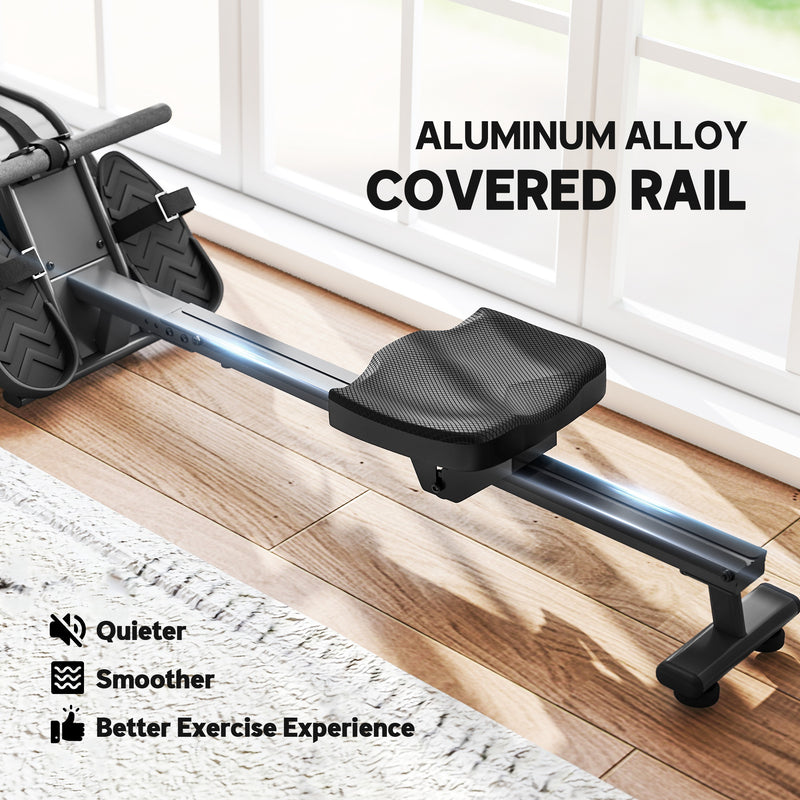 Water Rowing Machine with Adjustable Resistance and Wheels for Cardio and Strength Training AOSOM