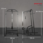 Home Gym Power Cage with 15 Level Squat Rack and Pulley System for Strength Training Black AOSOM