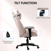 Pale Pink Fabric Gaming Chair With Lumbar Support And Headrest For Comfortable Play