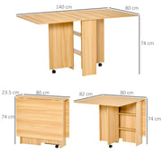 Folding Drop Leaf Dining Table with Storage Shelves Ideal for Small Spaces Teak