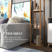 Three Shelf Wooden Standing Floor Lamp with Linen Shade for Living Room by HOMCOM