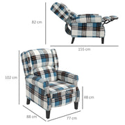 Wingback Recliner Armchair with Footrest for Lounge or Bedroom Comfort Blue