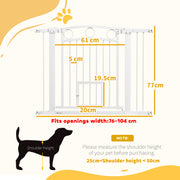 Tall Pet Safety Gate with Door 77cm High Adjustable 76-104cm for Stairs and Doorways by PawHut