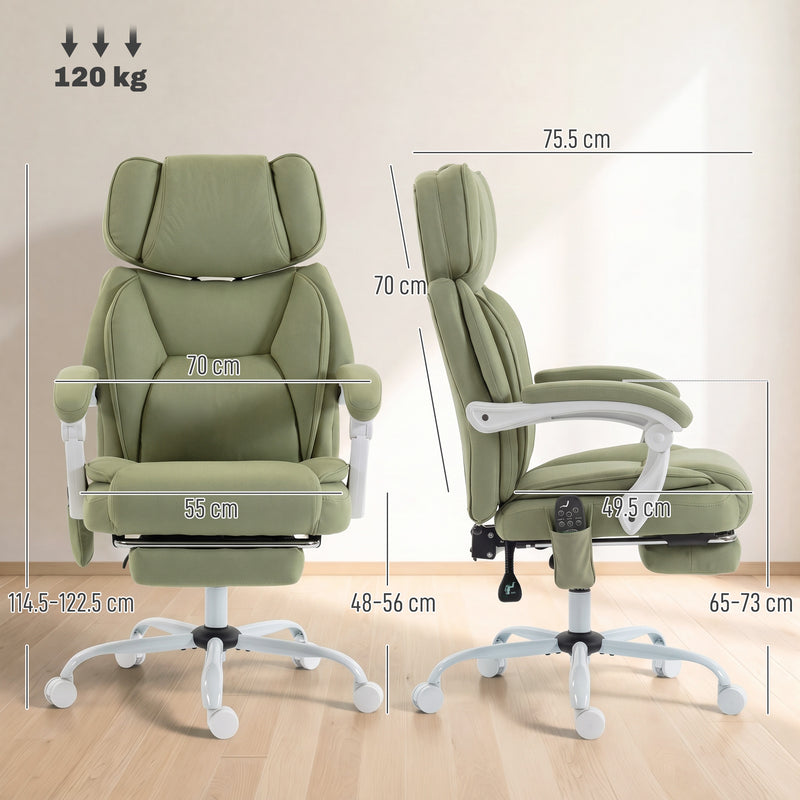 Massage Office Chair with Heat and Recline for Back Relief and Comfort Lime Green White