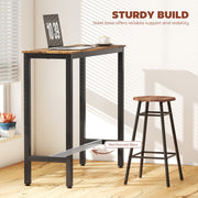 Wood Effect Rectangular Bar Table for Small Kitchens or Breakfast Dining Rustic Brown