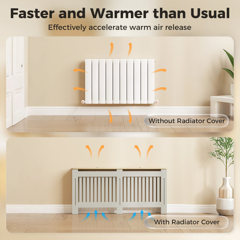 Radiator Cover with Shelf for Extra Storage and Safety Slatted Front Grey Homcom