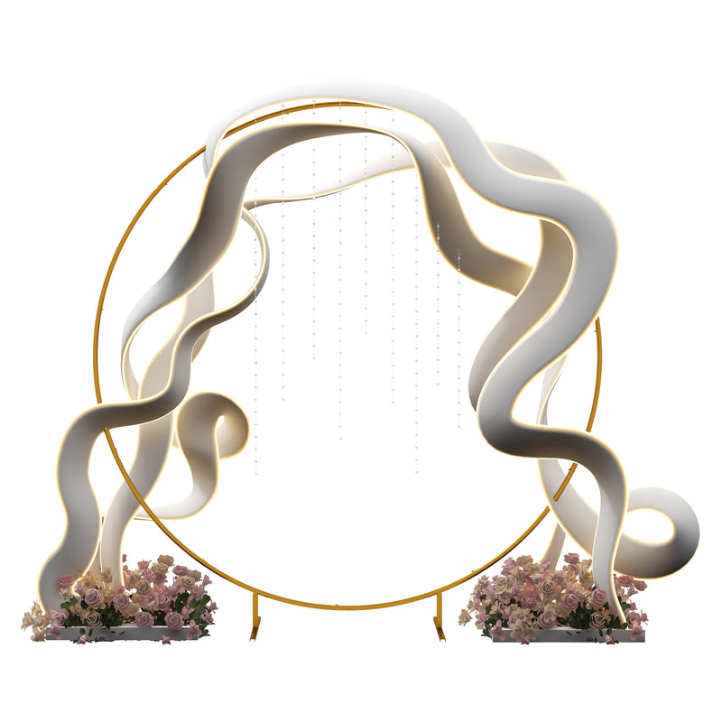 Metal Wedding Arch for Garden or Home Events with Stable Frame Gold AOSOM