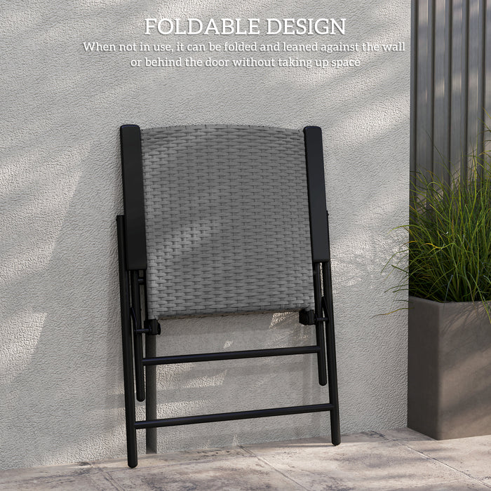 Set of Four Grey Folding Rattan Garden Chairs Lightweight and Durable by Outsunny