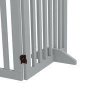 Grey Wooden Foldable Freestanding Pet Safety Gate with Support Feet by PawHut