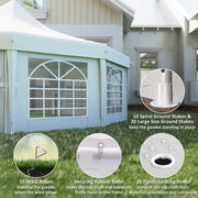White 10 Sided Decagonal Garden Gazebo Marquee Party Tent with Heavy Duty Frame by Outsunny
