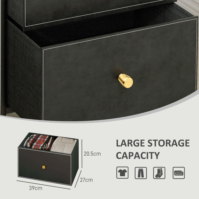 Black Faux Leather Chest of 3 Drawers Stylish Storage Unit by HOMCOM