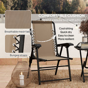 Three Piece Garden Bistro Set with Table and Chairs Khaki by Outsunny