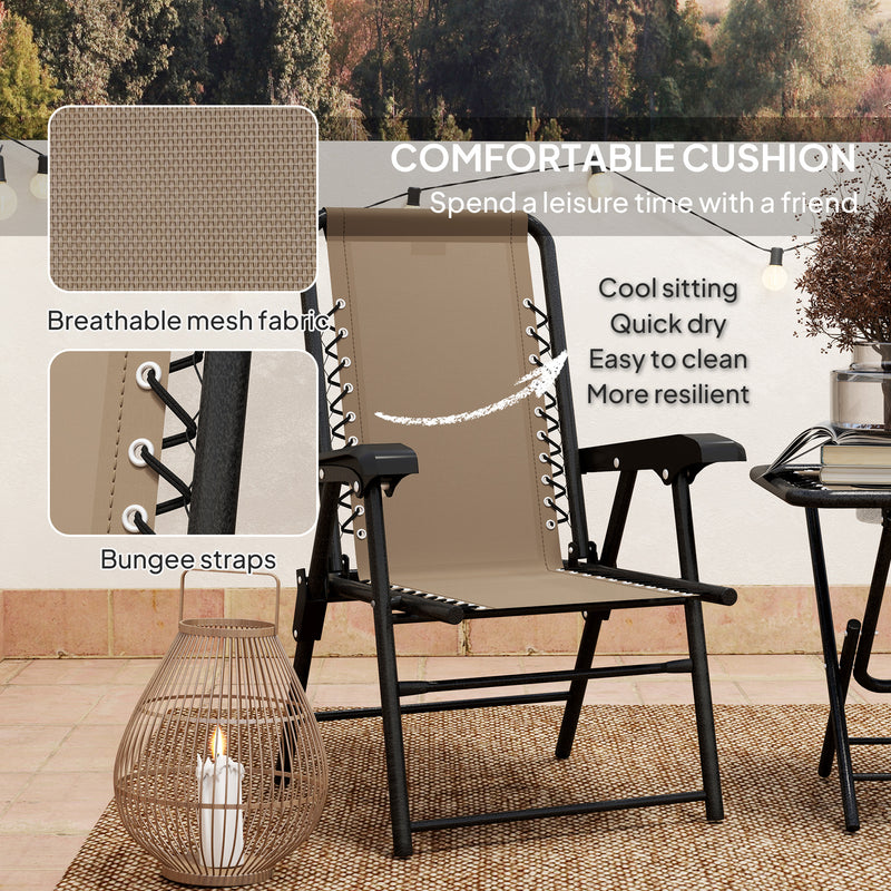 Three Piece Garden Bistro Set with Table and Chairs Khaki by Outsunny